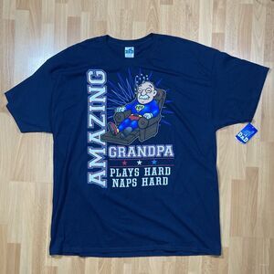 ‘Amazing Grandpa Plays Hard, Naps Hard’ Graphic Tee Shirt (Men’s Size 2XL) • NWT